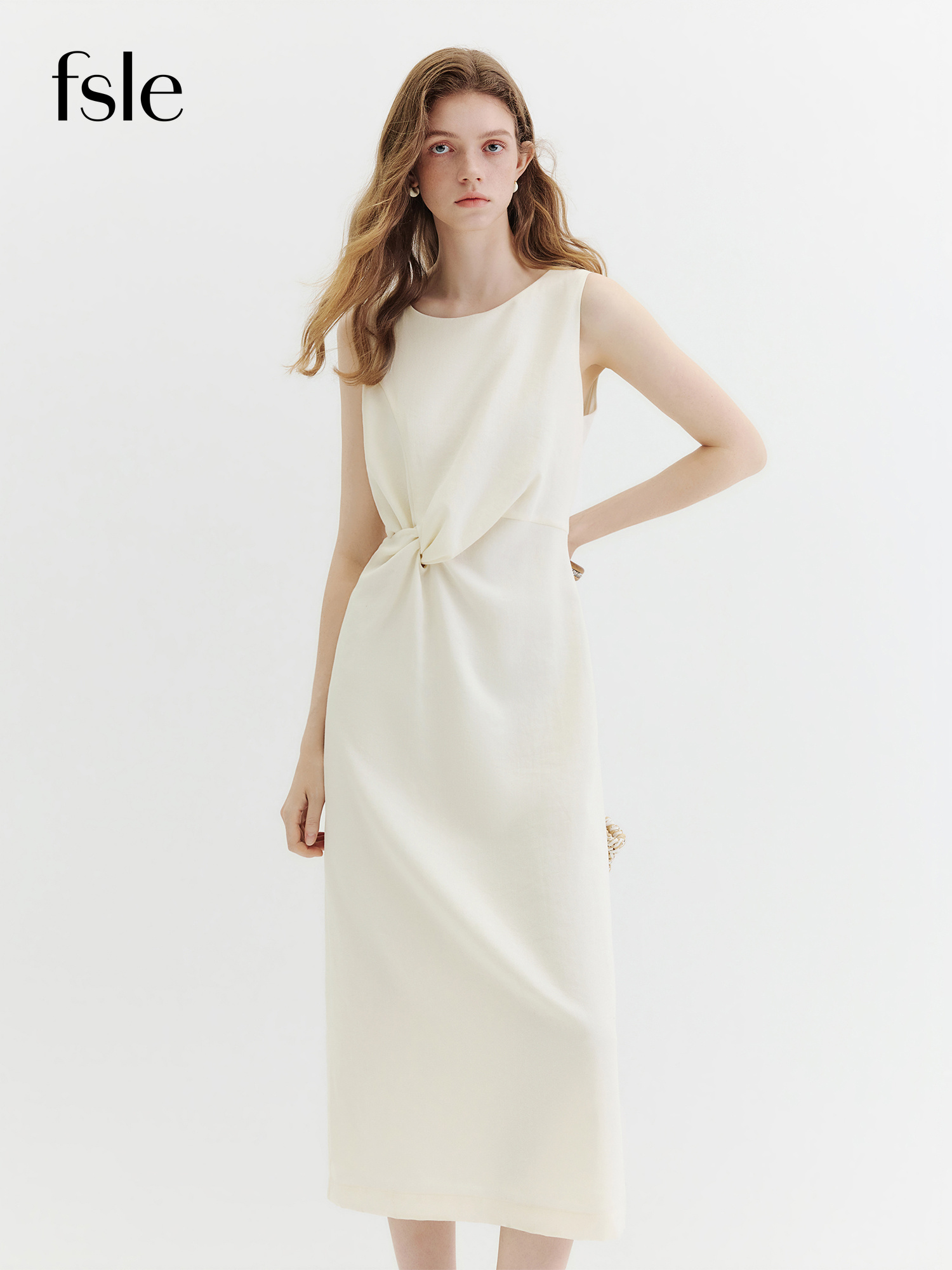 Linen Fabric Natural - FSLE 2026 Vestido Midi de Verano