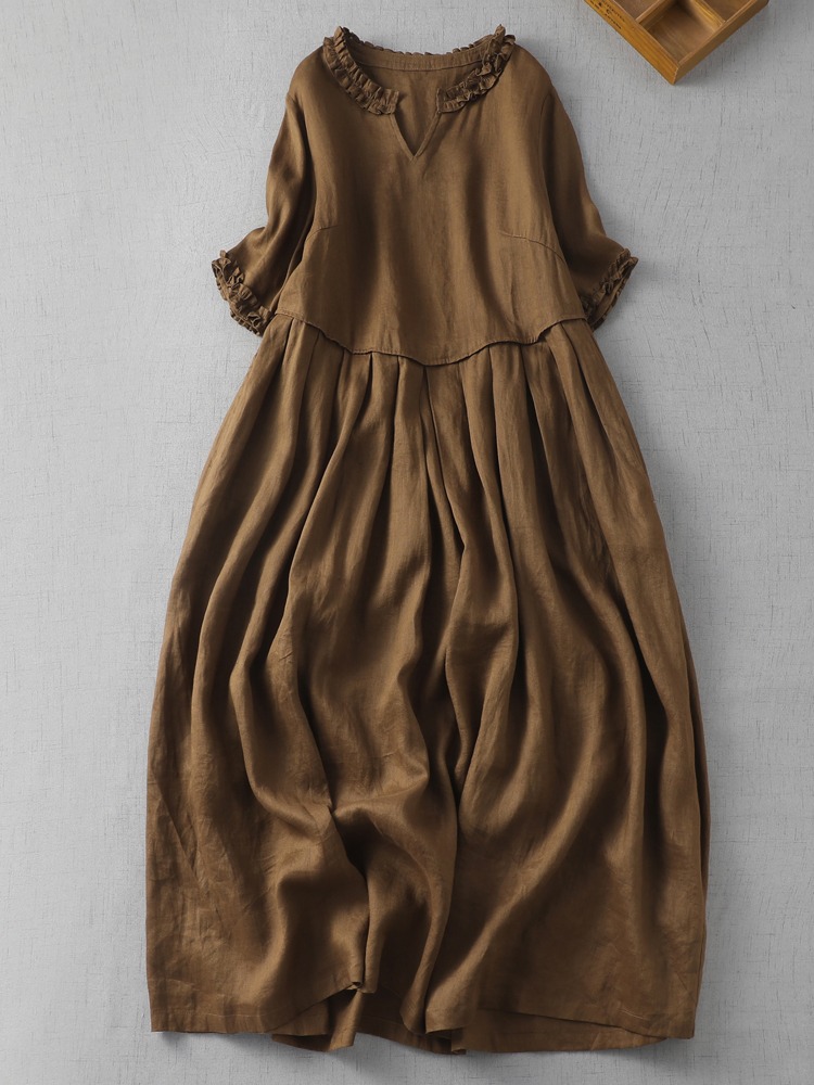 Linen Fabric Natural - Vestido de lino de color puro