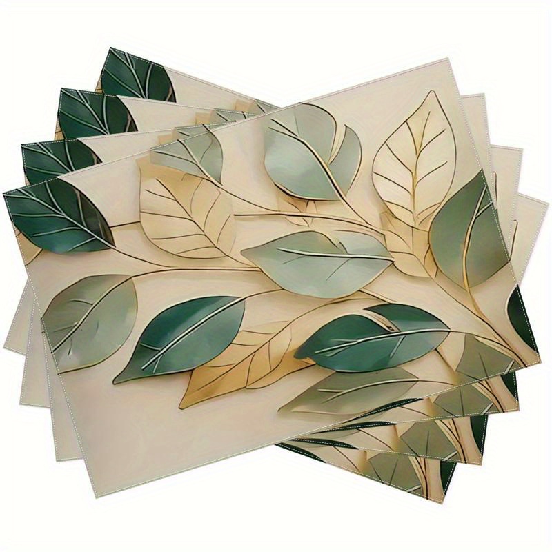 Linen Fabric Natural - Manteles Individuales Rectangulares con Estampado Artístico