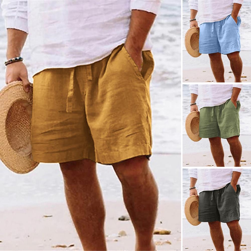 Linen Fabric Natural - Pantalones cortos de lino y algodón