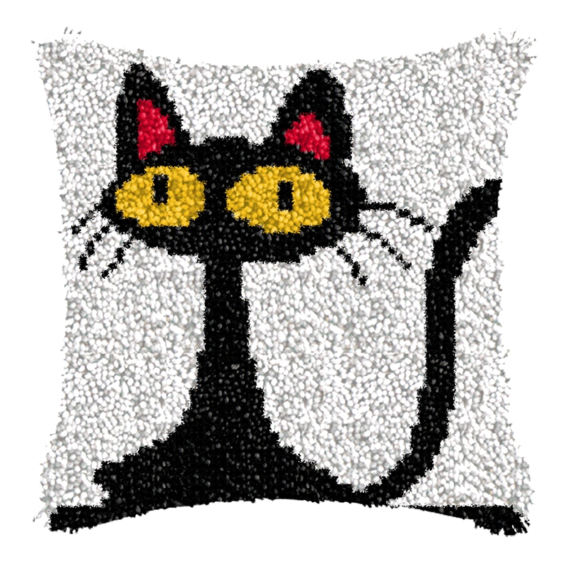 Cojín de gato negro, paquete d - Printed Embroidery Kit reseña y precio