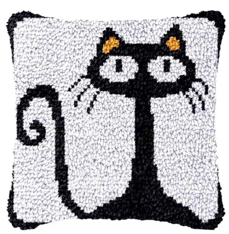 Cojín de gato negro, paquete d - Printed Embroidery Kit reseña y precio