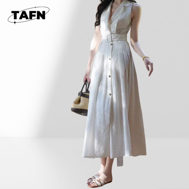 Vestido Midi de Oficina para M - Linen Fabric Natural reseña y precio