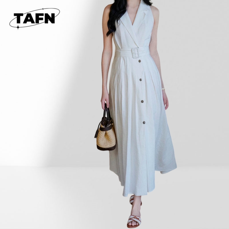 Vestido Midi de Oficina para M - Linen Fabric Natural reseña y precio
