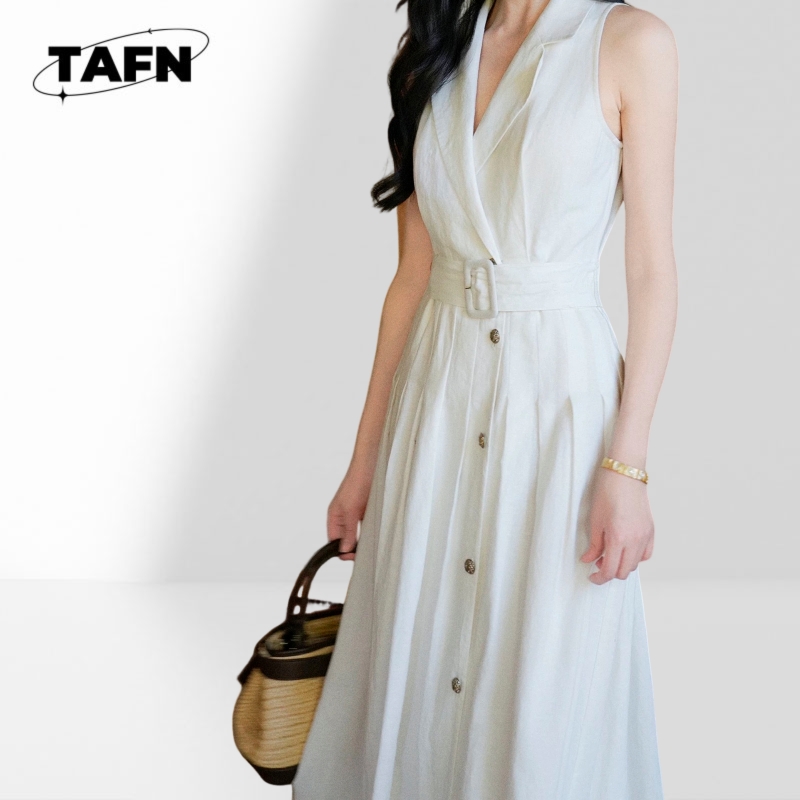 Vestido Midi de Oficina para M - Linen Fabric Natural reseña y precio