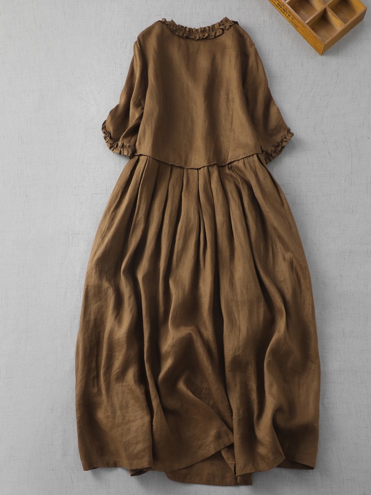 Vestido de lino de color puro  - Linen Fabric Natural reseña y precio